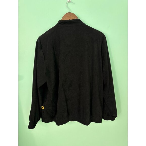 Drapers & Damons XL Black Stretch Jacket With Yellow Cheetah Embroidery & Gold Z - Picture 3 of 9